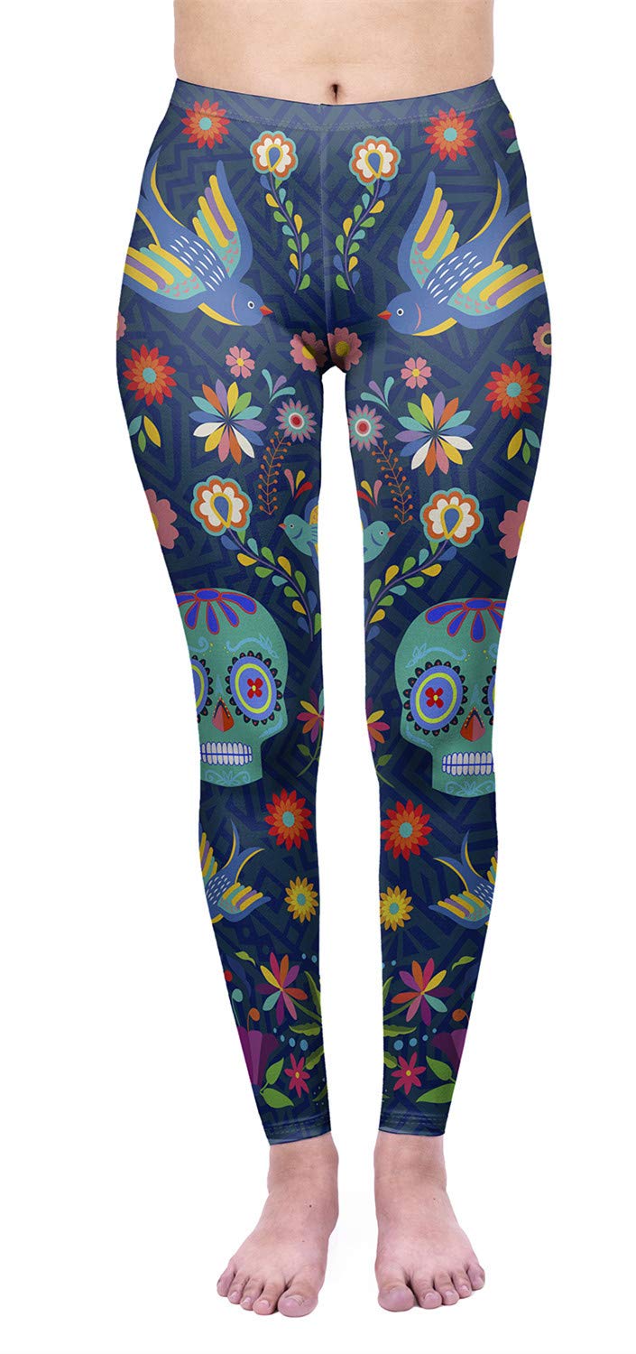 Fioeyr Women's Halloween Costume Leggings Skeleton Tight Stretch Funny Pants High Waist Stretch Leggings Ladies Elasticated