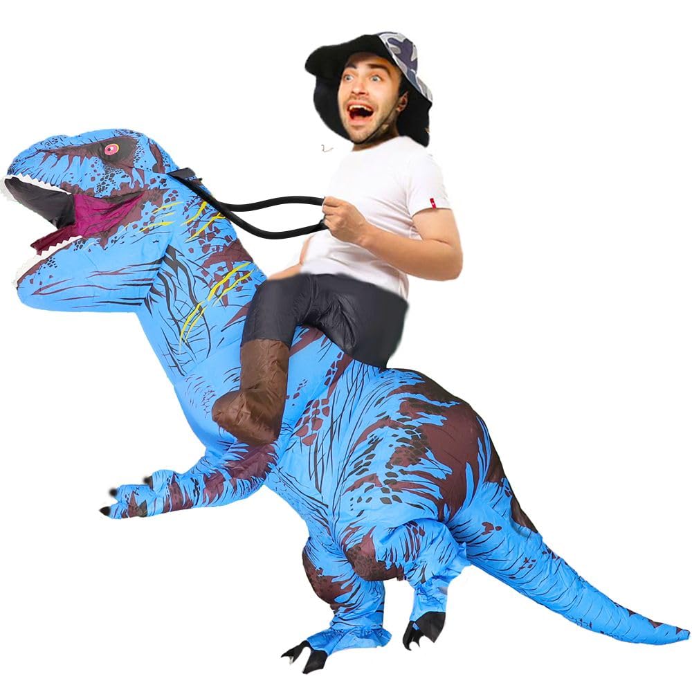 Rafalacy Inflatable Dinosaur Costume for Adult Blow up Ride-on T-rex Costume Funny Halloween Party Costume Dino Party Fancy Dress