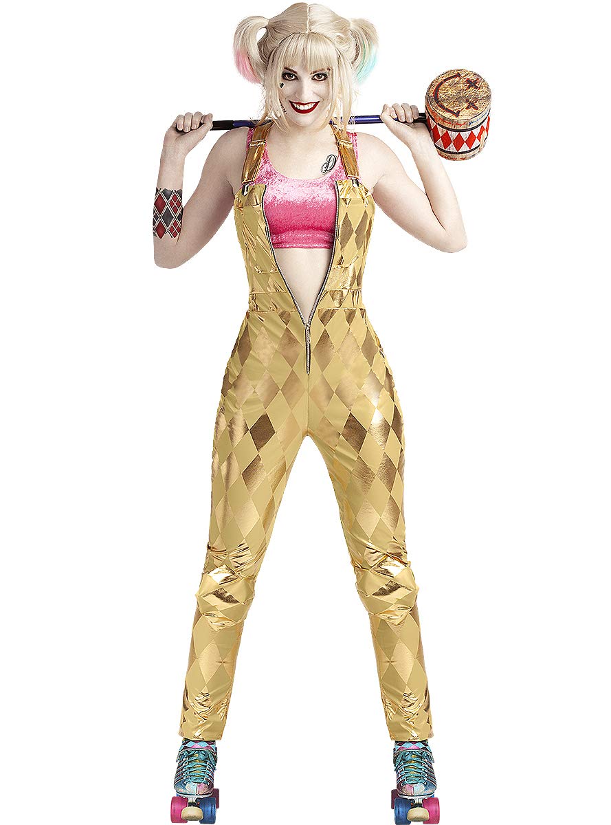 Funidelia | Harley Quinn Costume - Birds of Prey for woman Superheroes, DC Comics - Costume for adults, accessory fancy dress & props for Halloween, carnival & parties - Size M - Golden