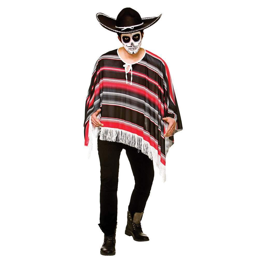 Wicked Costumes Adult Mens Day of the Dead Bandit Poncho Fancy Dress (Men: One Size)