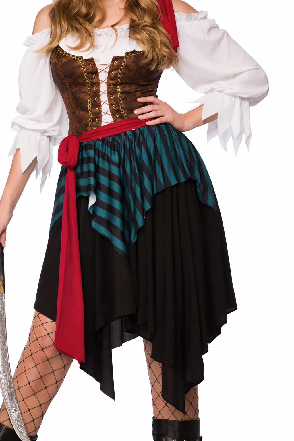 Wicked Costumes Adult Womens Caribbean Pirate Fancy Dress Costume – Swashbuckler Buccaneer Halloween Outfit Small - (UK 10-12)