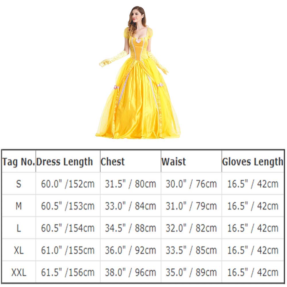 Women Belle Dress with Gloves Adult Princess Fancy Dress Up Outfits (image 7)