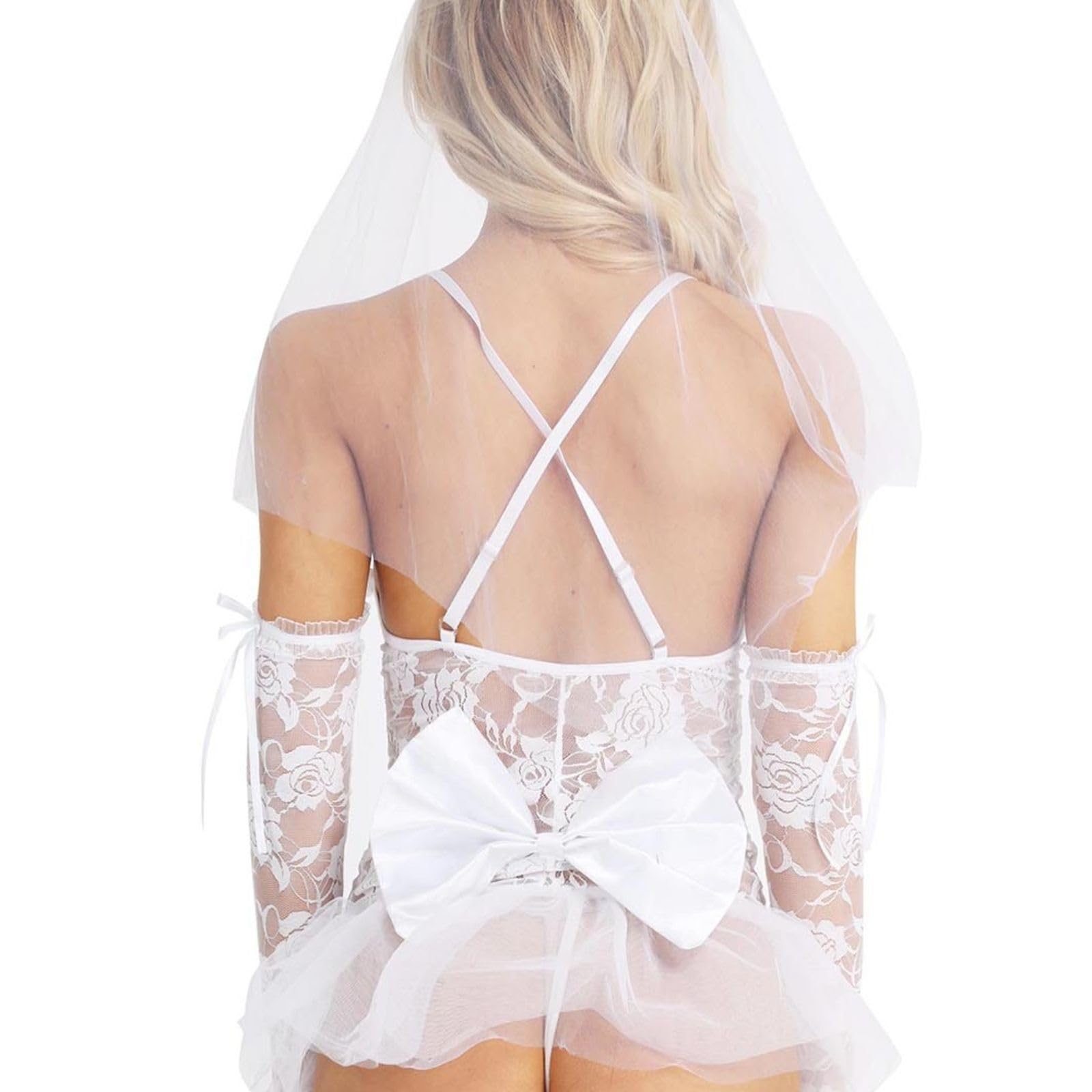 Bridal Roleplay Lingerie Set Women Sexy Sheer Lace Babydoll (image 2)