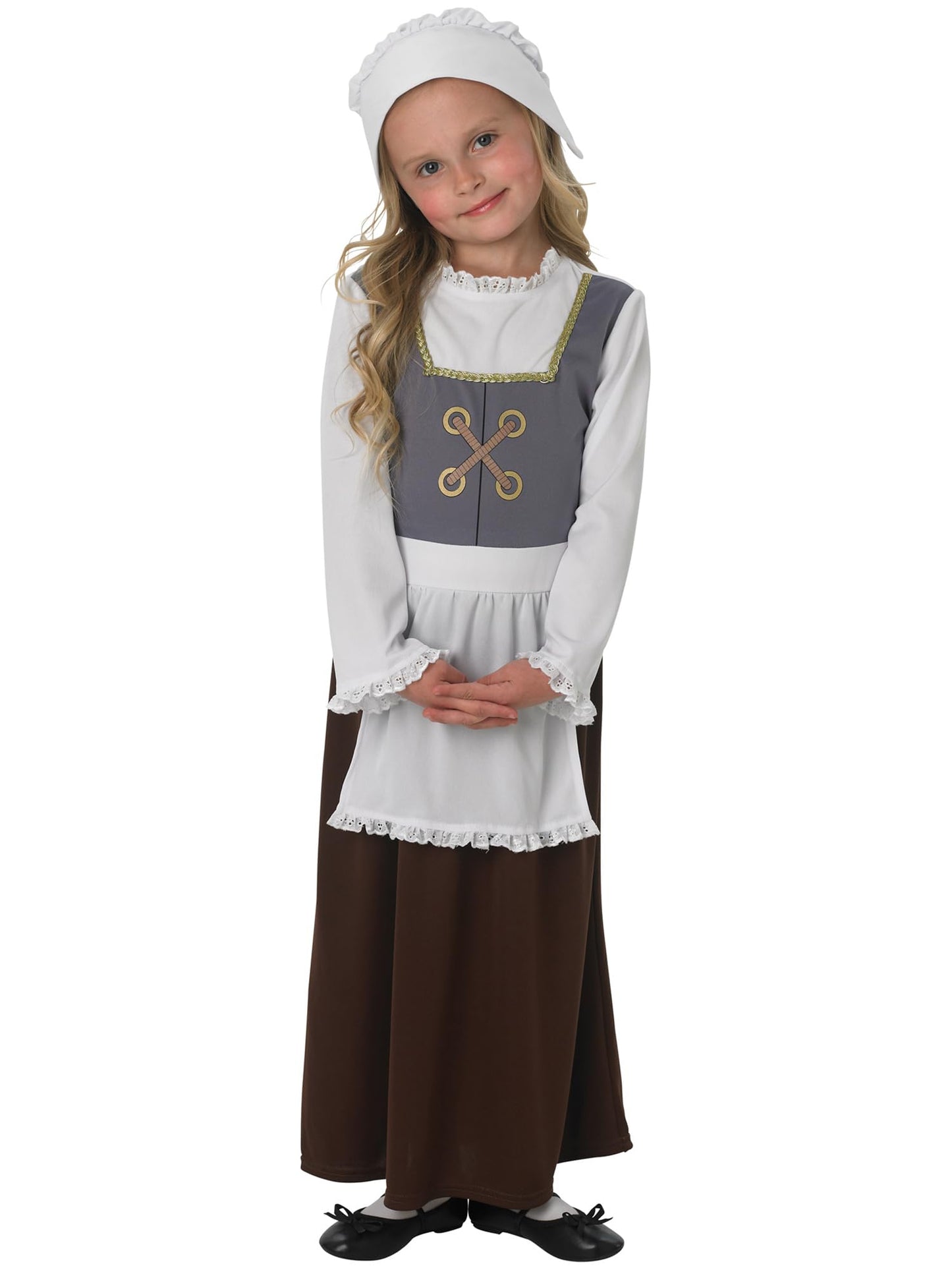 Girls Poor Tudor Victorian Historical Book Day School Fancy Dress Costume Outfit (7-8 Years) Grey