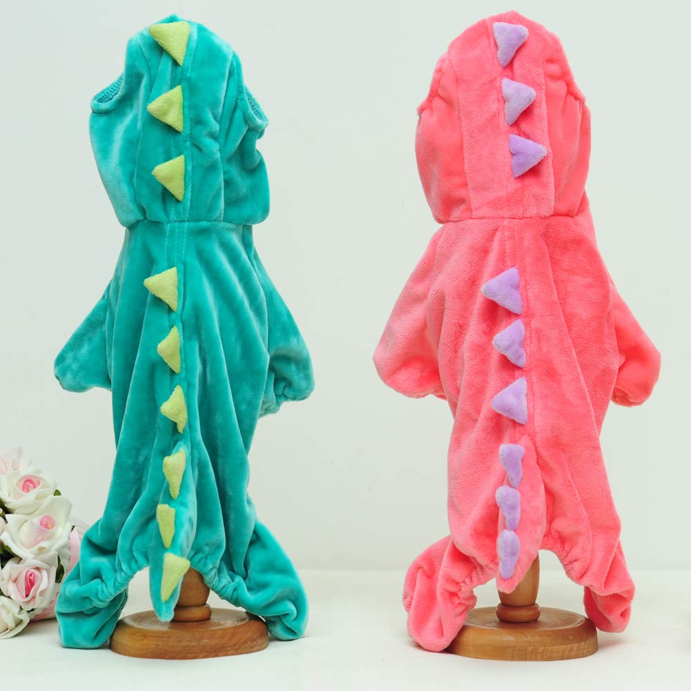 Dinosaur Dog Halloween Costume Pet Dino Hoodie for & Dogs(Green