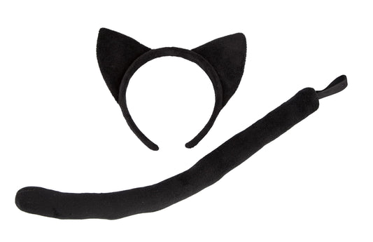 Unisex Black Cat Animal Ears &Tail Fancy Dress Accessory Set