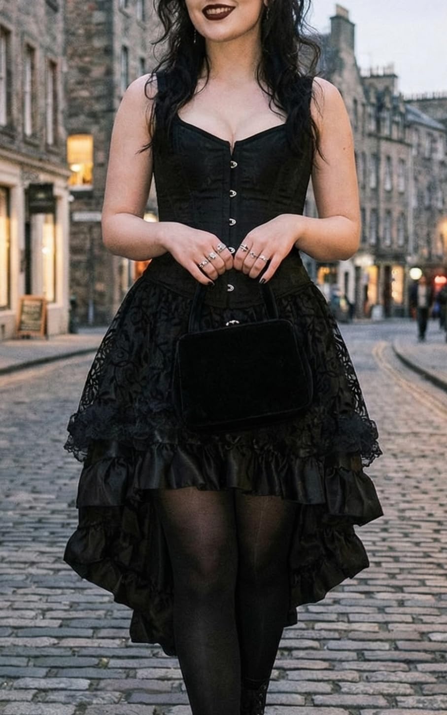 Women's Steampunk Gothic Dress Costume Vintage Multi Layered