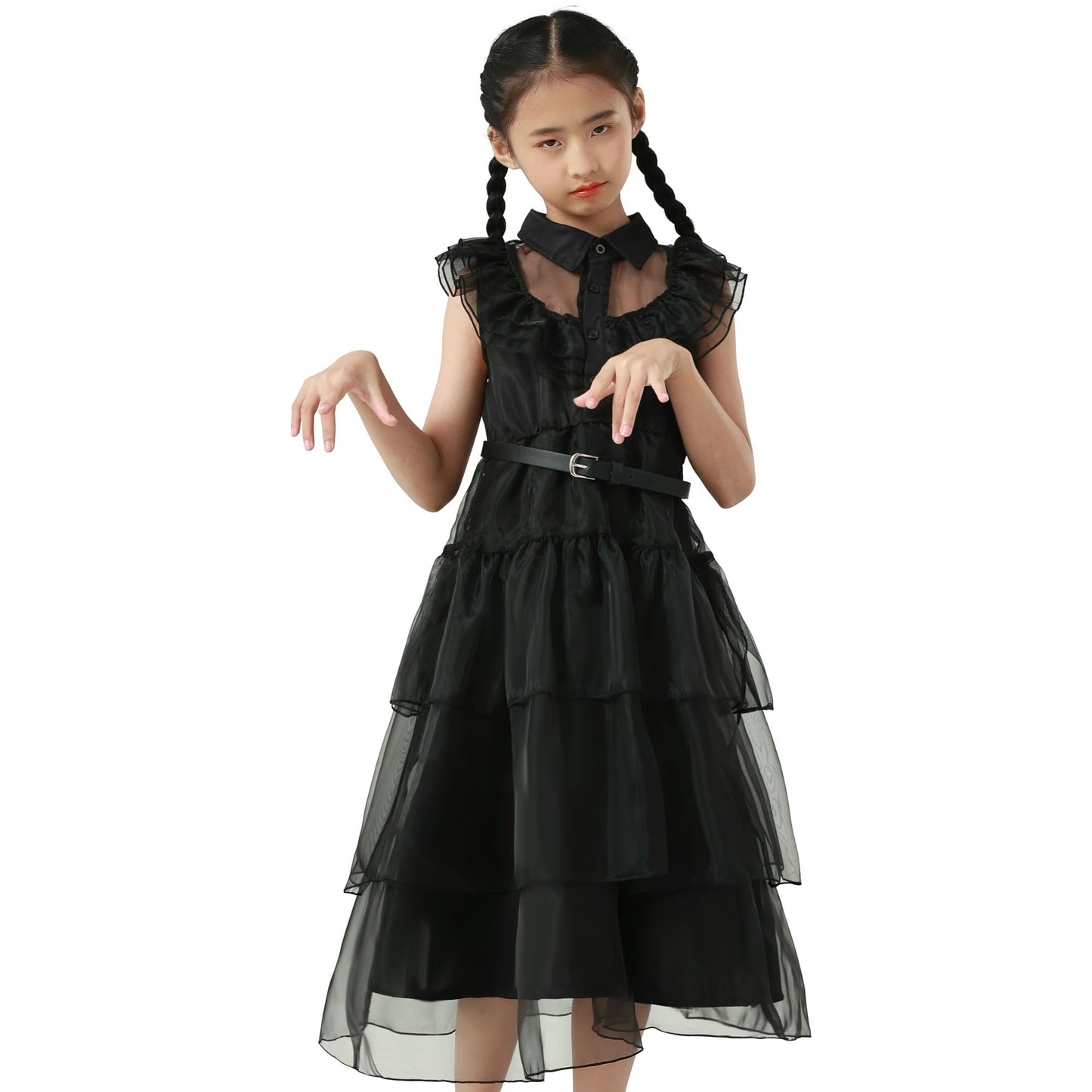 Beejirm Wednessday Costume Kids Black costume Girls Dress for Kids Black Costumes Carnival costumes Girls Party Dresses 4-13 Years