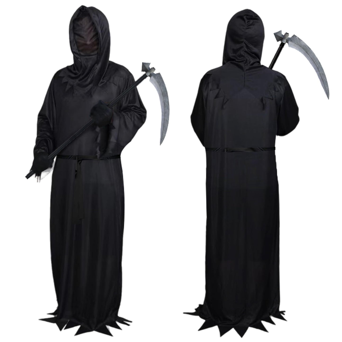 PULASIDO Halloween Costumes, Grim Reaper Costume Set for Girls Boys Adults, Spooky Halloween Costume Set for Adults Scary Ghost Cosplay Masquerade Tunic Outfit with Scary Snake