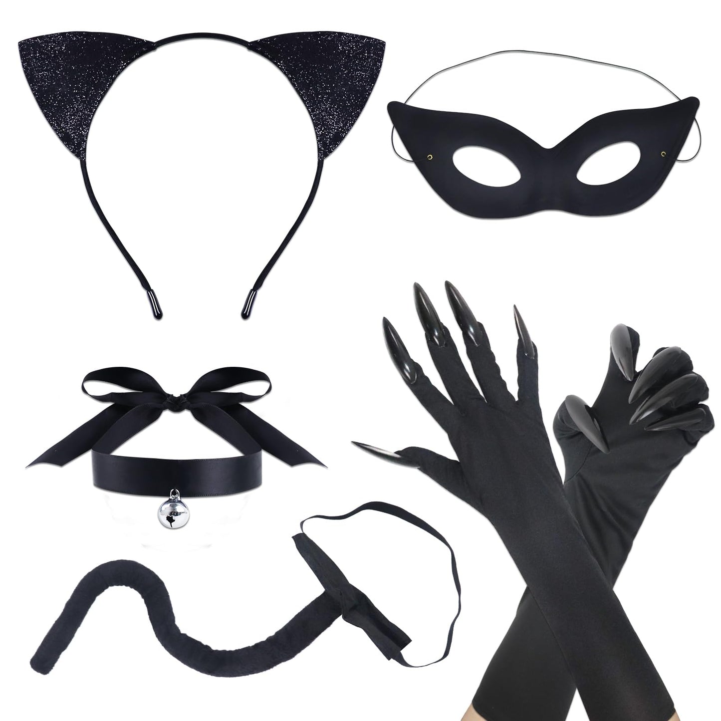Catwoman Costume Accessories - Black Cat Cosplay Set with Cat Ear