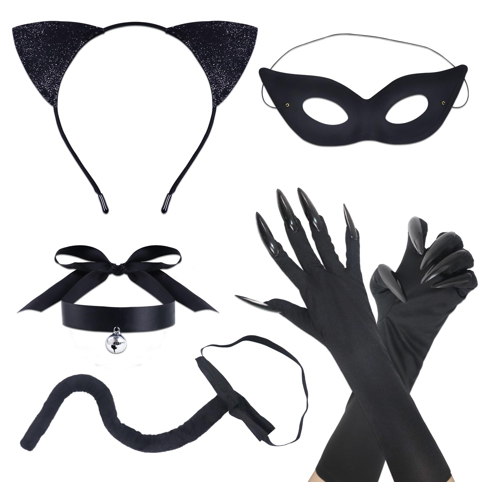 Catwoman Costume Accessories - Black Cat Cosplay Set with Cat Ear