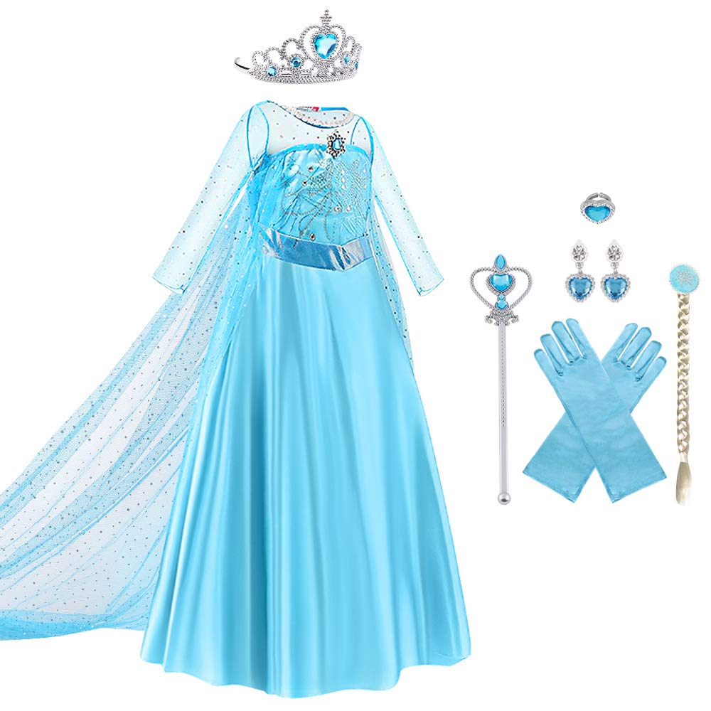 URAQT Dress Princess Costume, Princess Dress Up for Girls, Deluxe Fancy Costume with Accessories, Perfect for Christmas Birthday Party Carnival Cosplay, 110cm