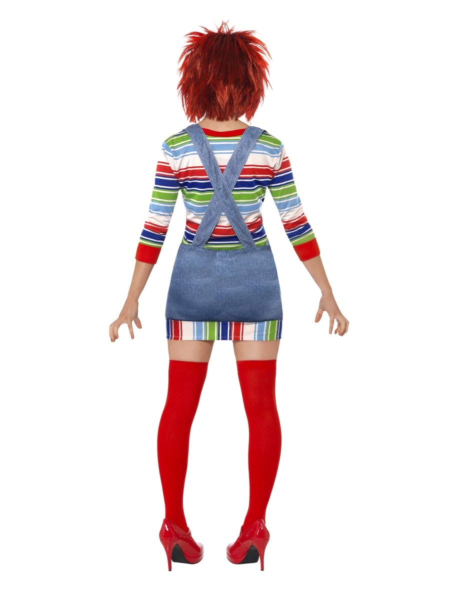 Smiffys Chucky Ladies Costume, Blue with Jumper, Dungarees, Mask & Wig, Officially Licensed Chucky Fancy Dress, Adult Dress Up Costumes