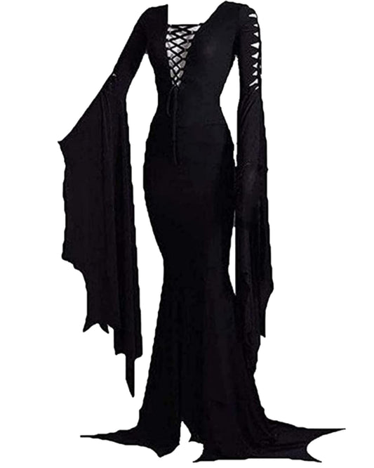 Women's Sexy Lace Up Halloween Carnival Party Dress Gothic Witch