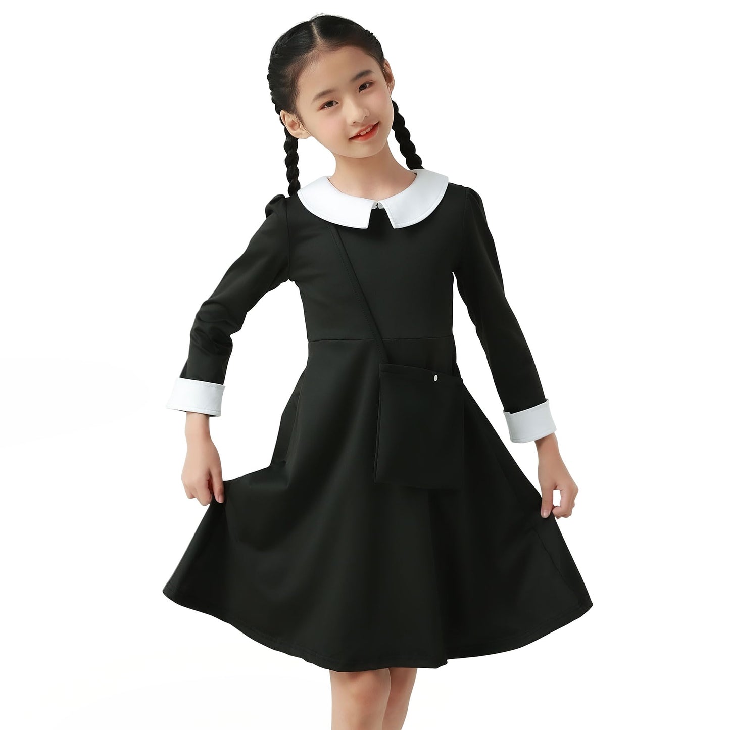 Beejirm Wednessday Costume Black Costume Girls Dress For Kids Black Costumes Carnival Costumes Girls Party Dresses 4-13 Years
