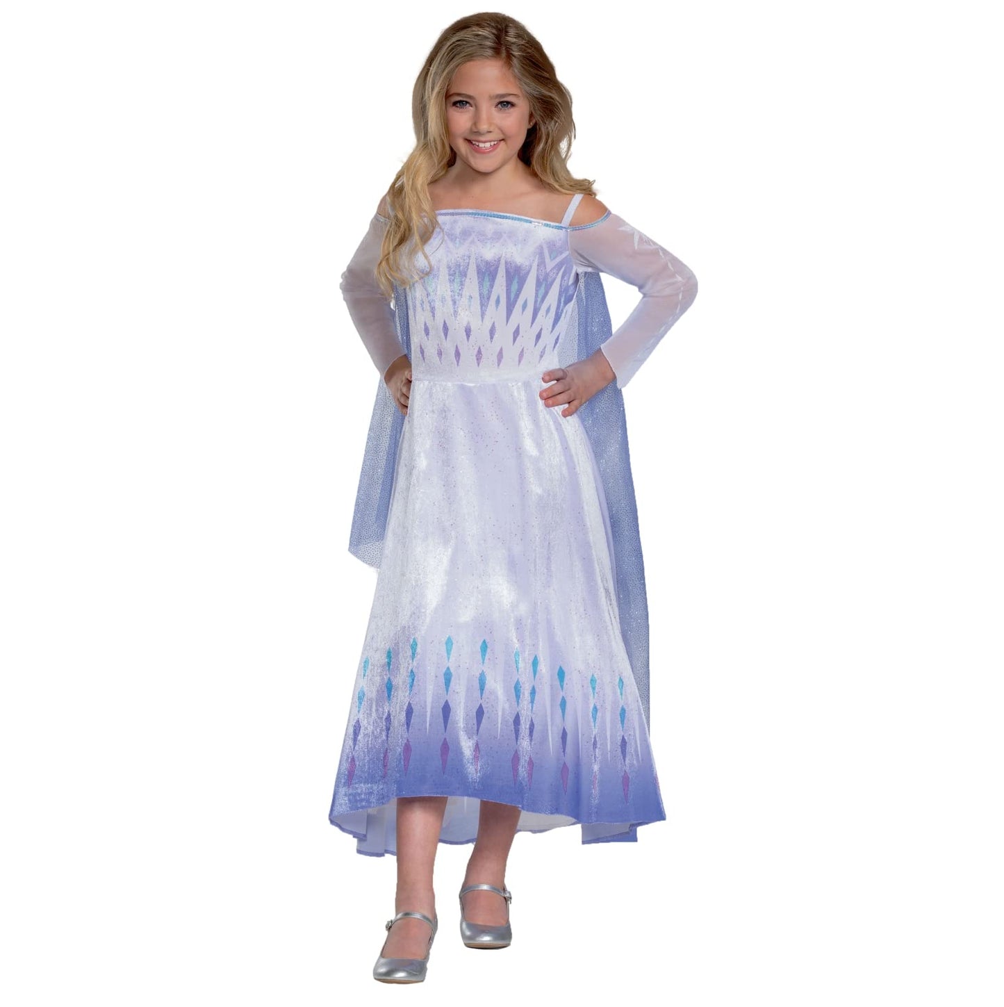 Disney Official Deluxe Elsa Snow Queen Costume, Frozen 2 Costume Kids Size S