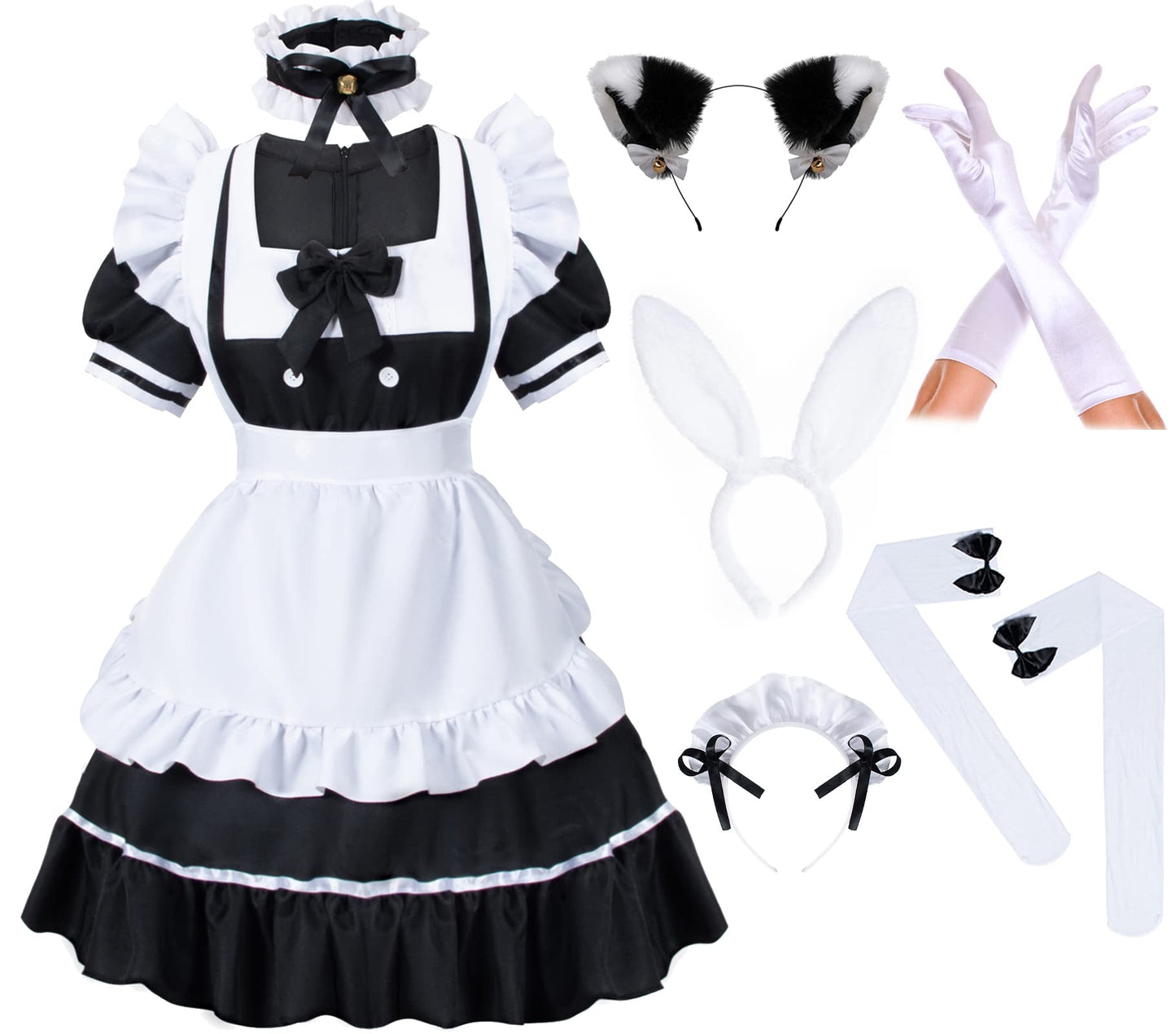 Anime French Women Bunny Maid Sweet Kawaii Costume Cosplay Dress