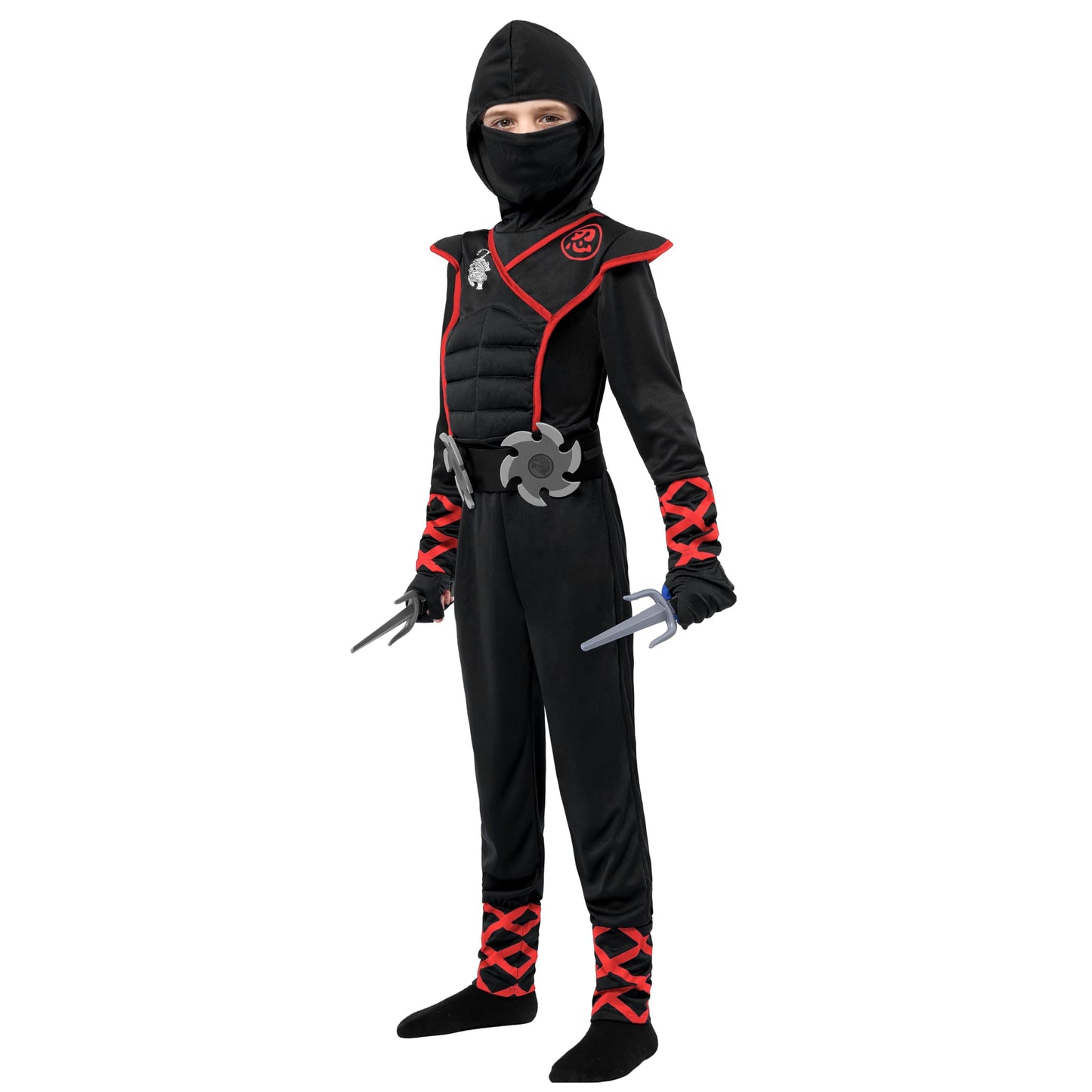 Spooktacular Creations Boys Ninja Deluxe Costume for Kids, Halloween Ninja Cosplay Costume for Boys and Girls