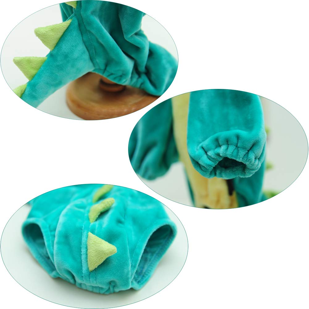 Dinosaur Dog Halloween Costume Pet Dino Hoodie for & Dogs(Green