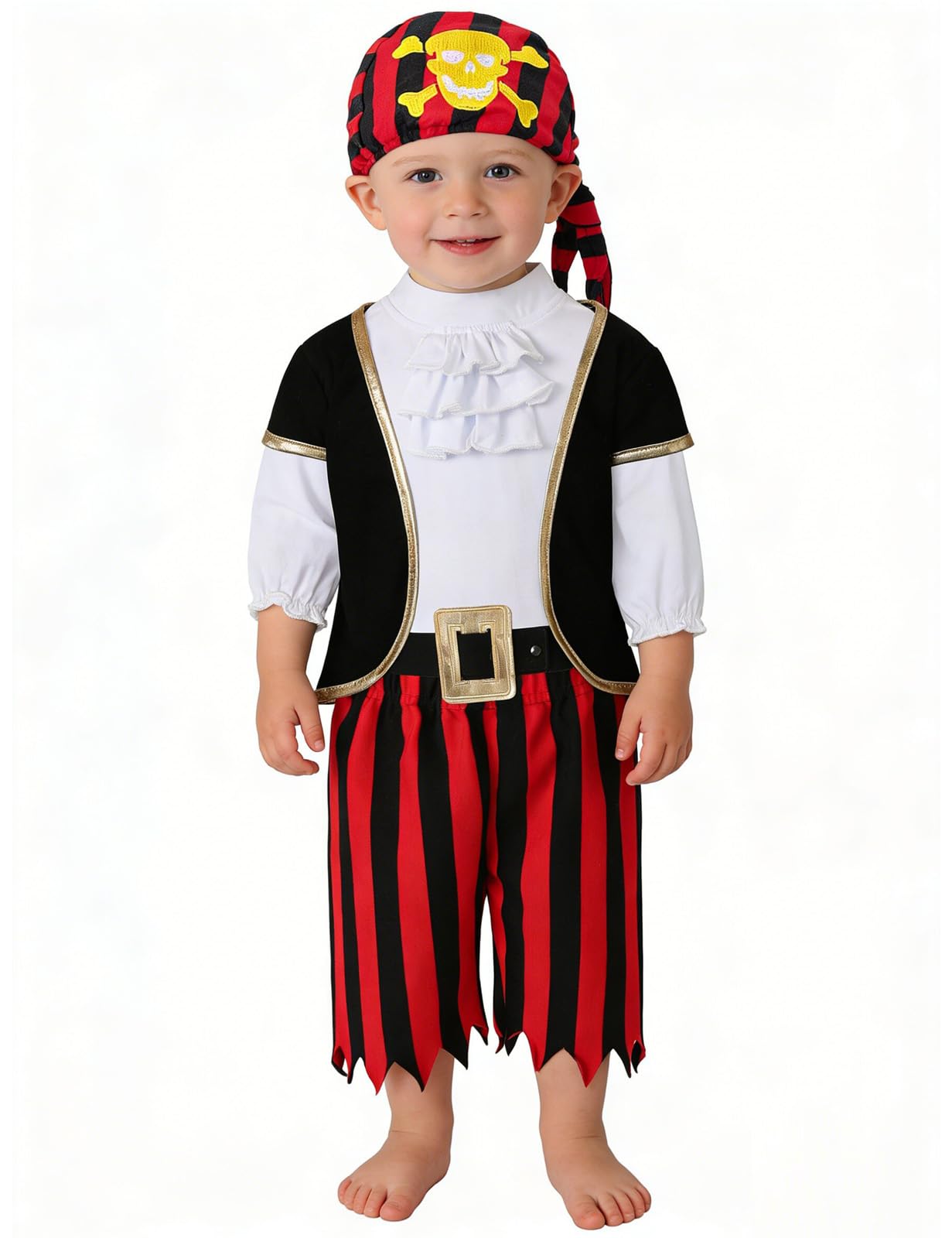 MOMBEBE COSLAND Baby Boys Pirate Outfit Carnival Fancy Dress Costume Clothes Set White 6-12 Months