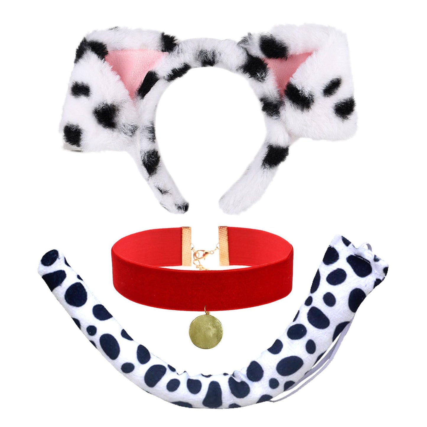 Dog Costume Set - Dalmatian Costume with Dog Ears Headband and Tail
