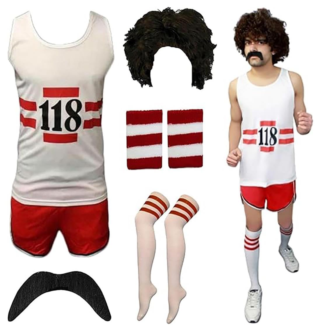Unisex Womens 118 Set Fancy Dress Mens Costume Marathon Retro