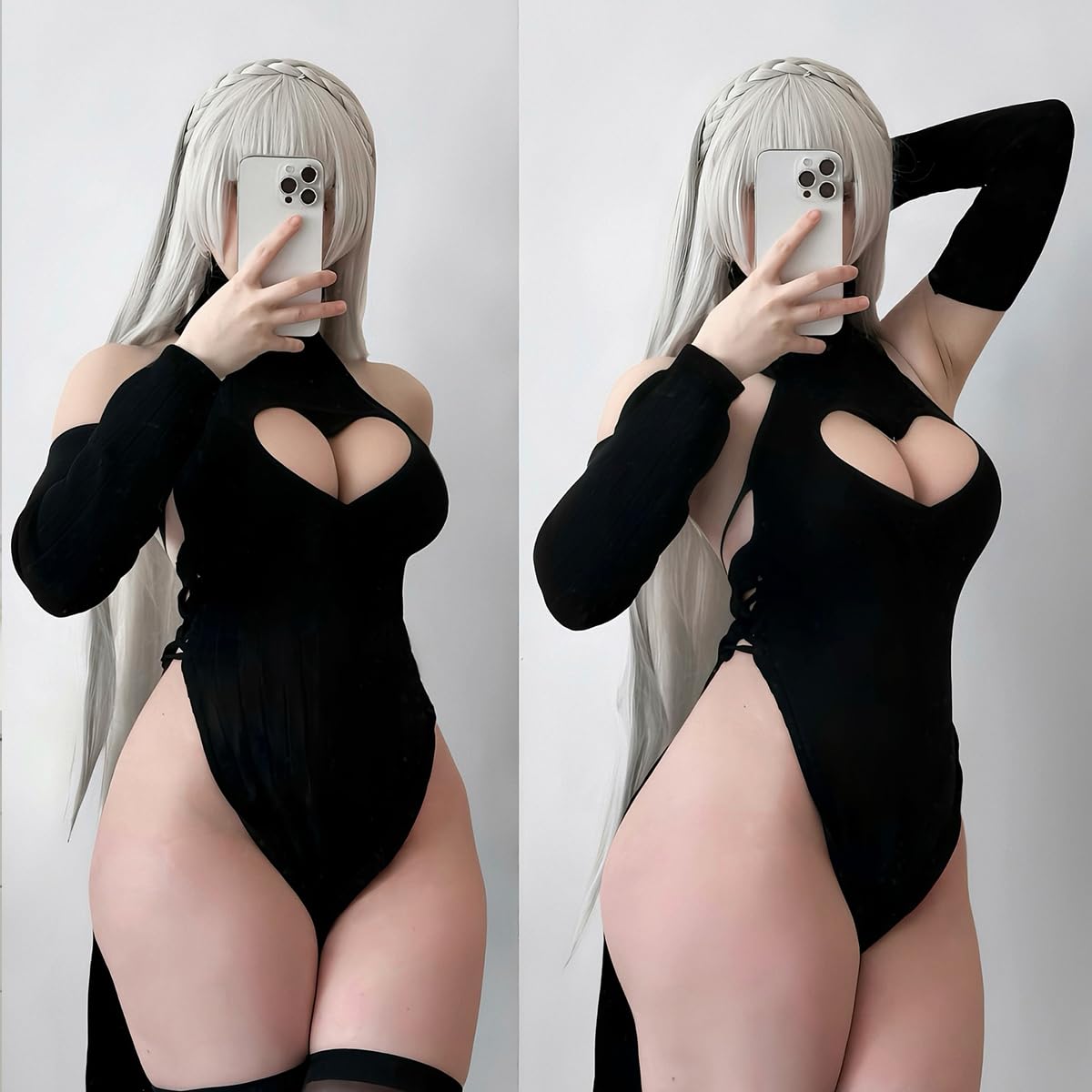 KORURACLUB Sexy Cheongsam Halloween Costume Black Sexy Cosplay Women Succubus Cosplay Lingerie Costumes sexy Outfit for Women Costumes Festival Clubwear (S-M)