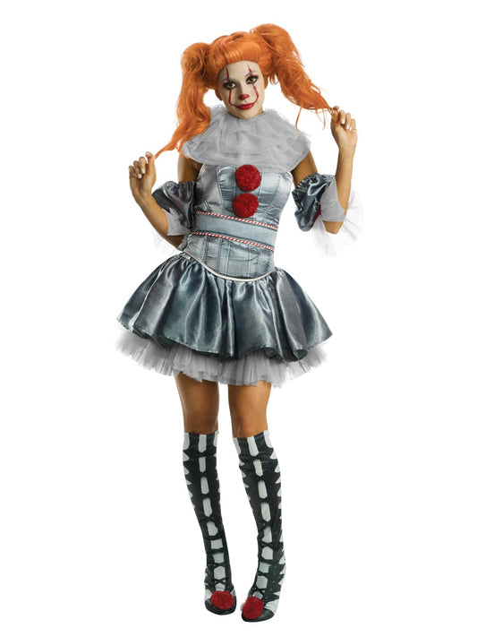 Rubies Official Pennywise IT Clown Ladies Costume, Deluxe Adult Pennywise Film, Ladies Size Large