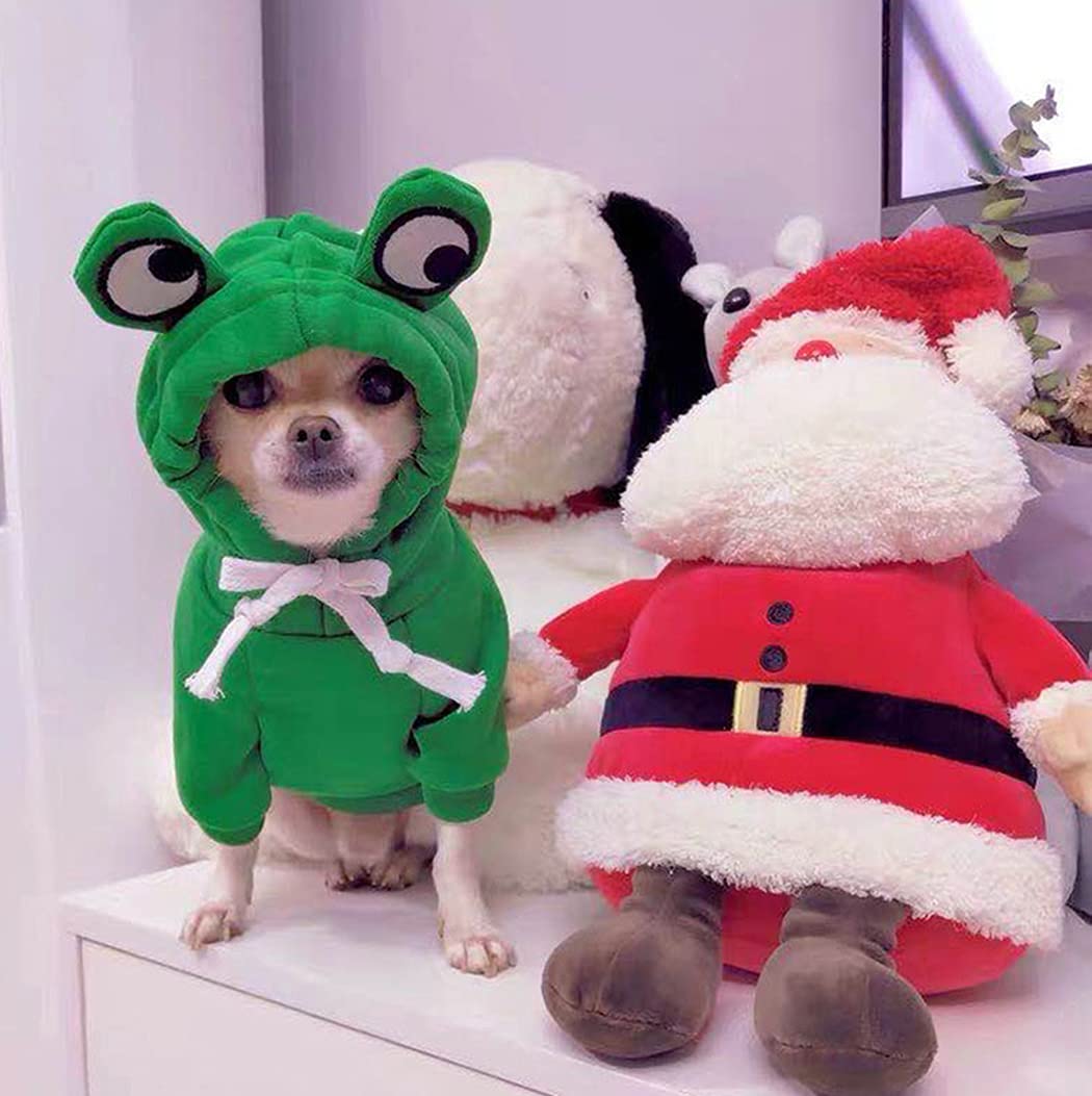 Frog Pet Costume Christmas Dog Fun Frog Shape Hoodie Fleece Dog