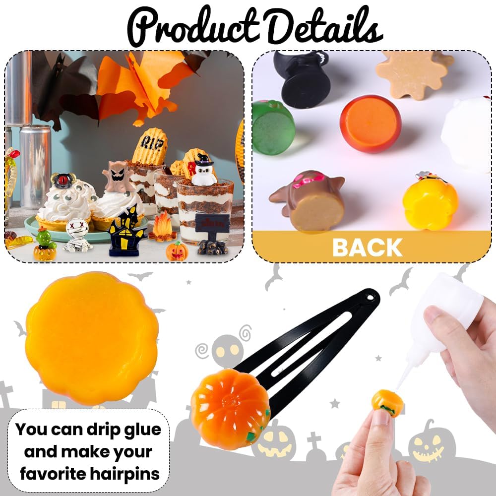 XIMISHOP 50PCS Halloween Mini Resin Figurines，Funny Little Small Halloween Resin Statue Tiny Miniature Pumpkin Ghost for Halloween Garden Landscape Desk Decor