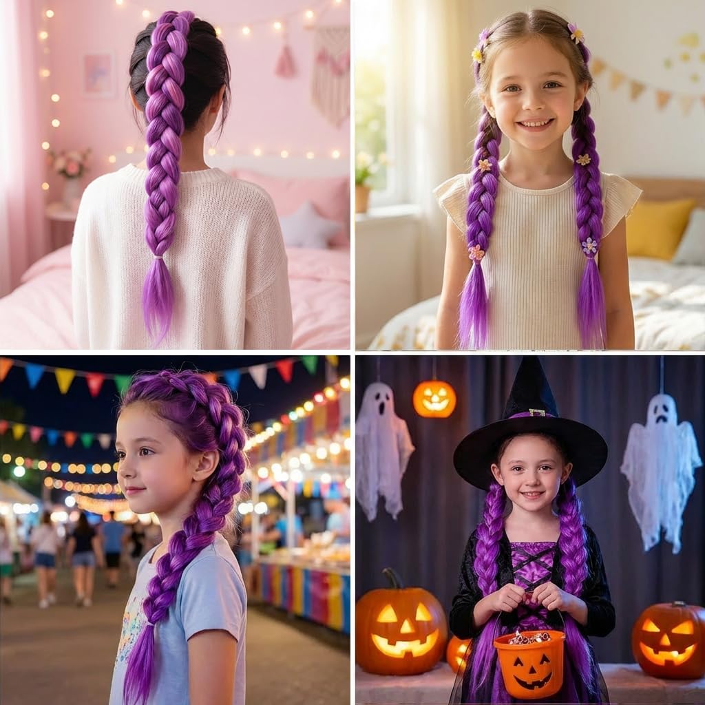 Rumi Wig Kpop Hair Wig with Purple Hair Extensions - Purple Hair
