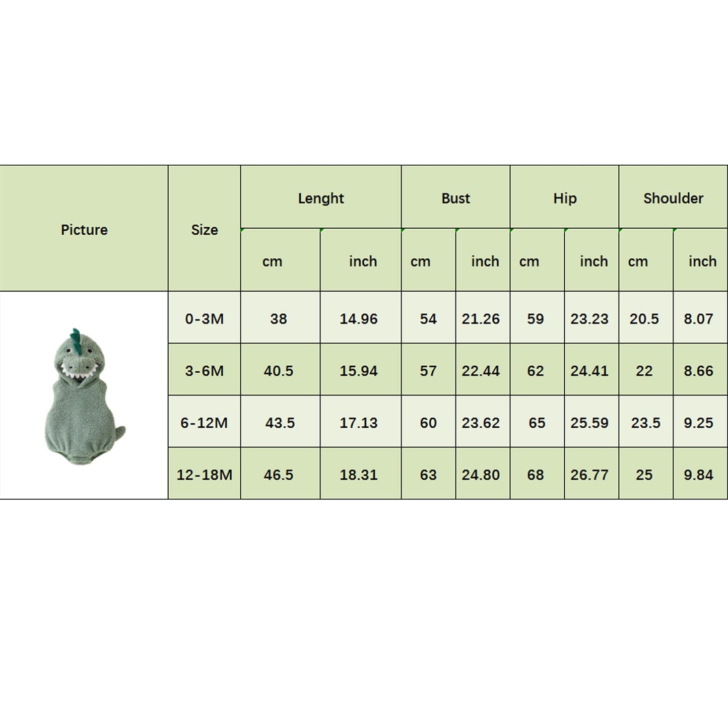 Carolilly Baby Boys Dinosaur Outfits Winter Warm Infant Baby Jumpsuit Newborn Hood Romper Plush Sleeveless Bodysuits Toddler Halloween Clothes (Green, 0-3 Months)