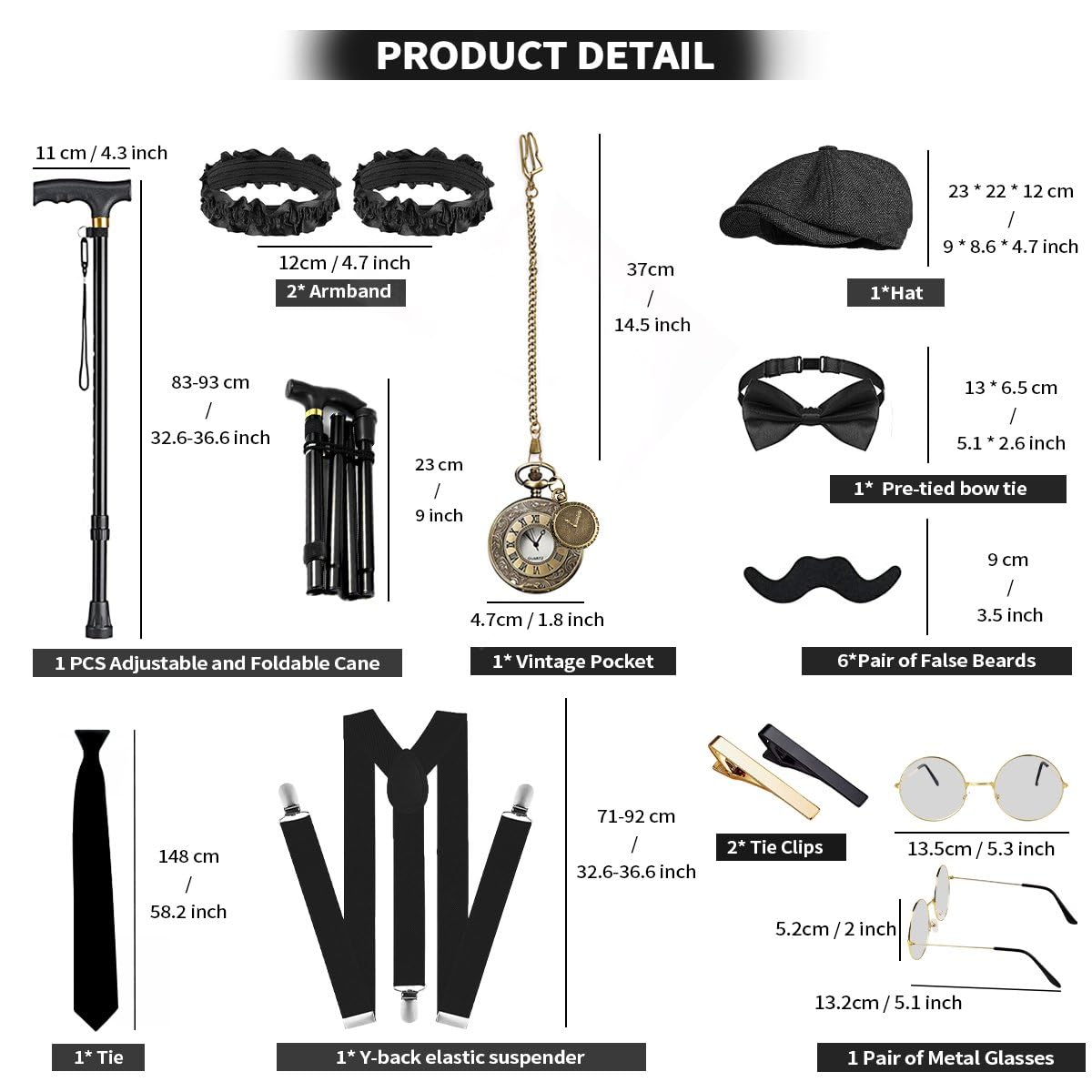 20s Costume Men's Vest with Accessories Braces - Crutch Pocket