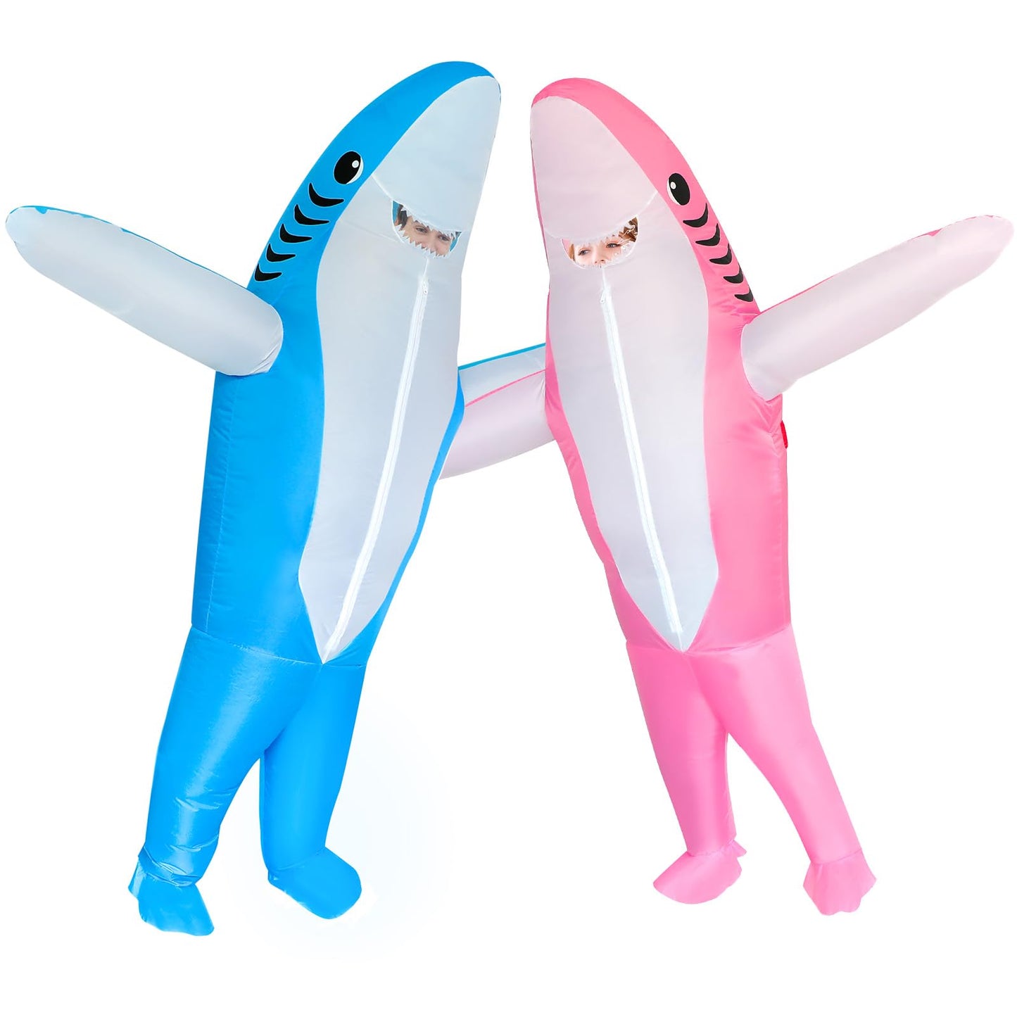 Poptrend Couples Inflatable Shark Costume for Adults Funny Halloween Blow Up Costumes His and Hers Cosplay Duo Costumes 2 Pack
