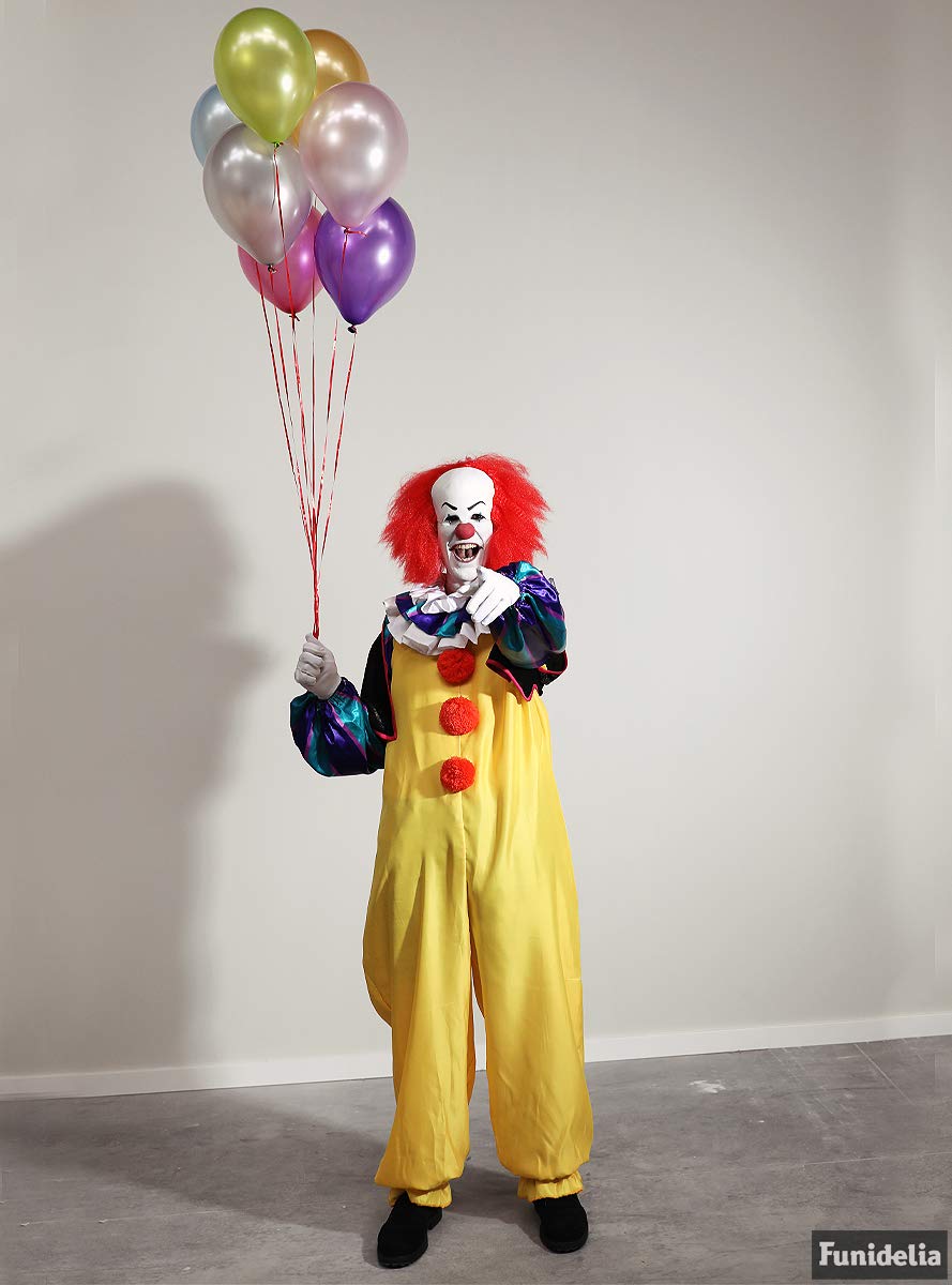 Funidelia Official Pennywise Costume - IT for Men, Includes jumpsuit, ruff, vest and gloves, Size S - Costume for adults for parties, Carnival and Halloween