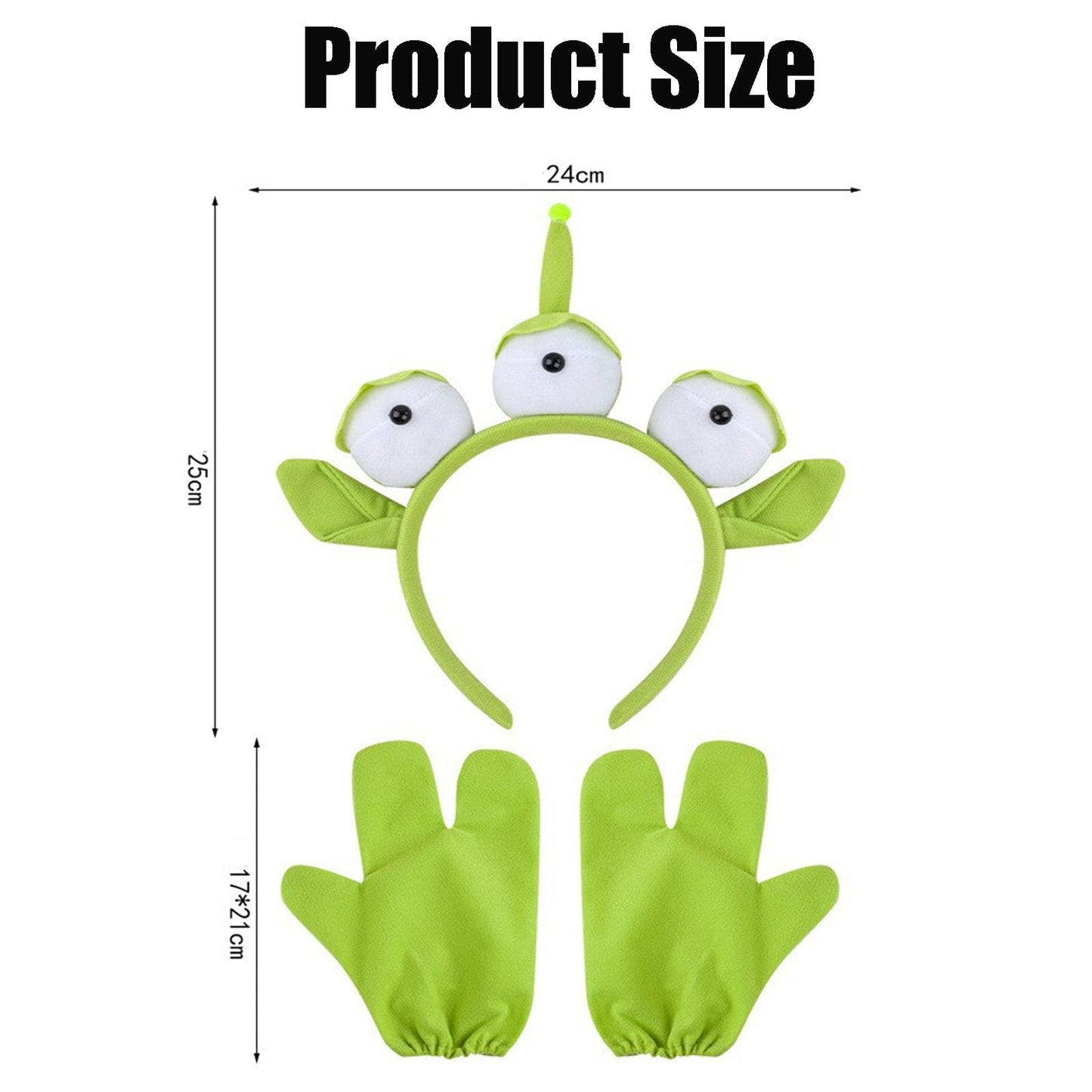 GETFACAI Alien Headband With Three-Finger Gloves, Toy Story Alien Costume Set for Halloween Parties and Cosplay Events, Adjustable Three-Eyed Headwear with Matching Gloves