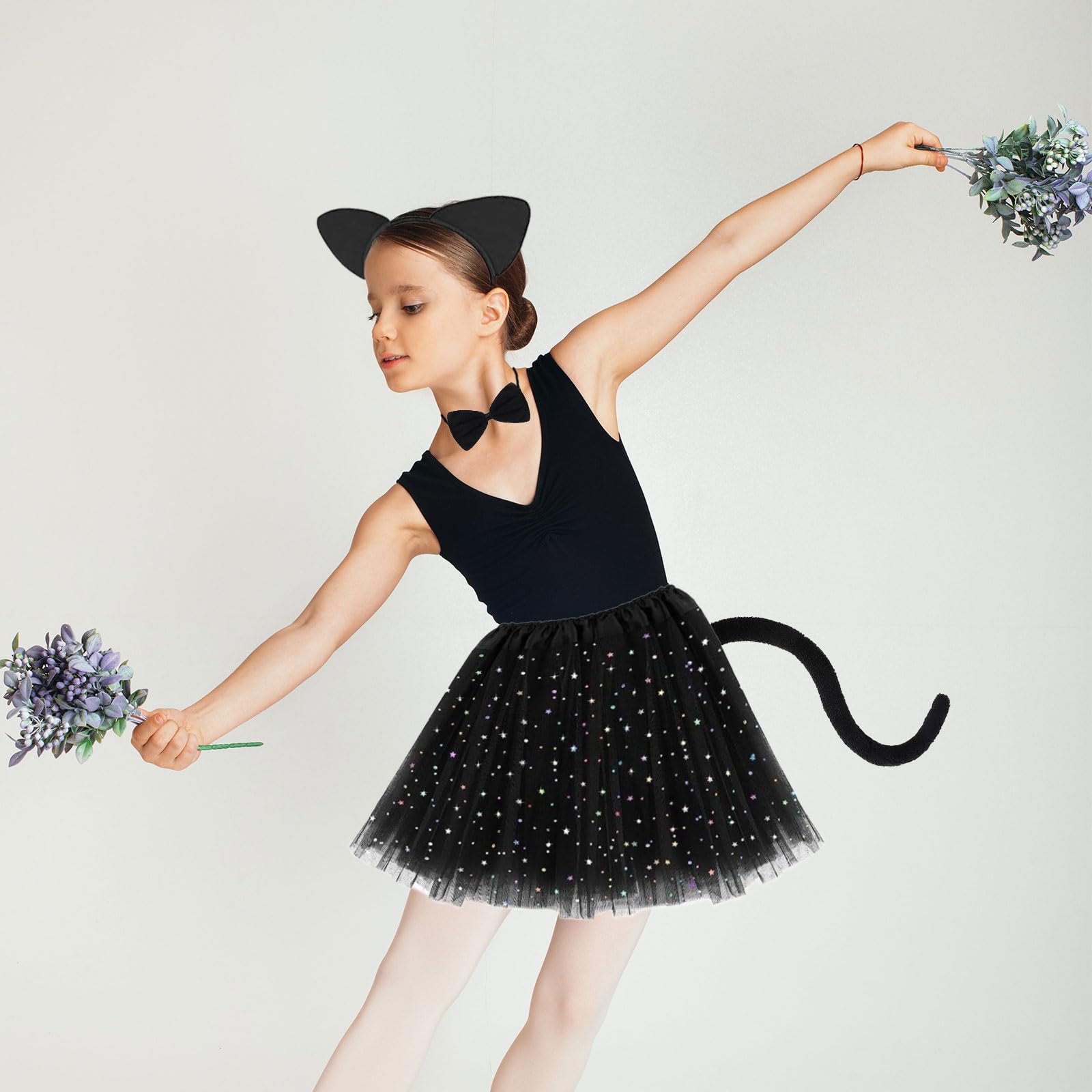 Cat Costume - Cute Cat Cosplay Kitten Ears Cat Tail Bow Tie (image 4)