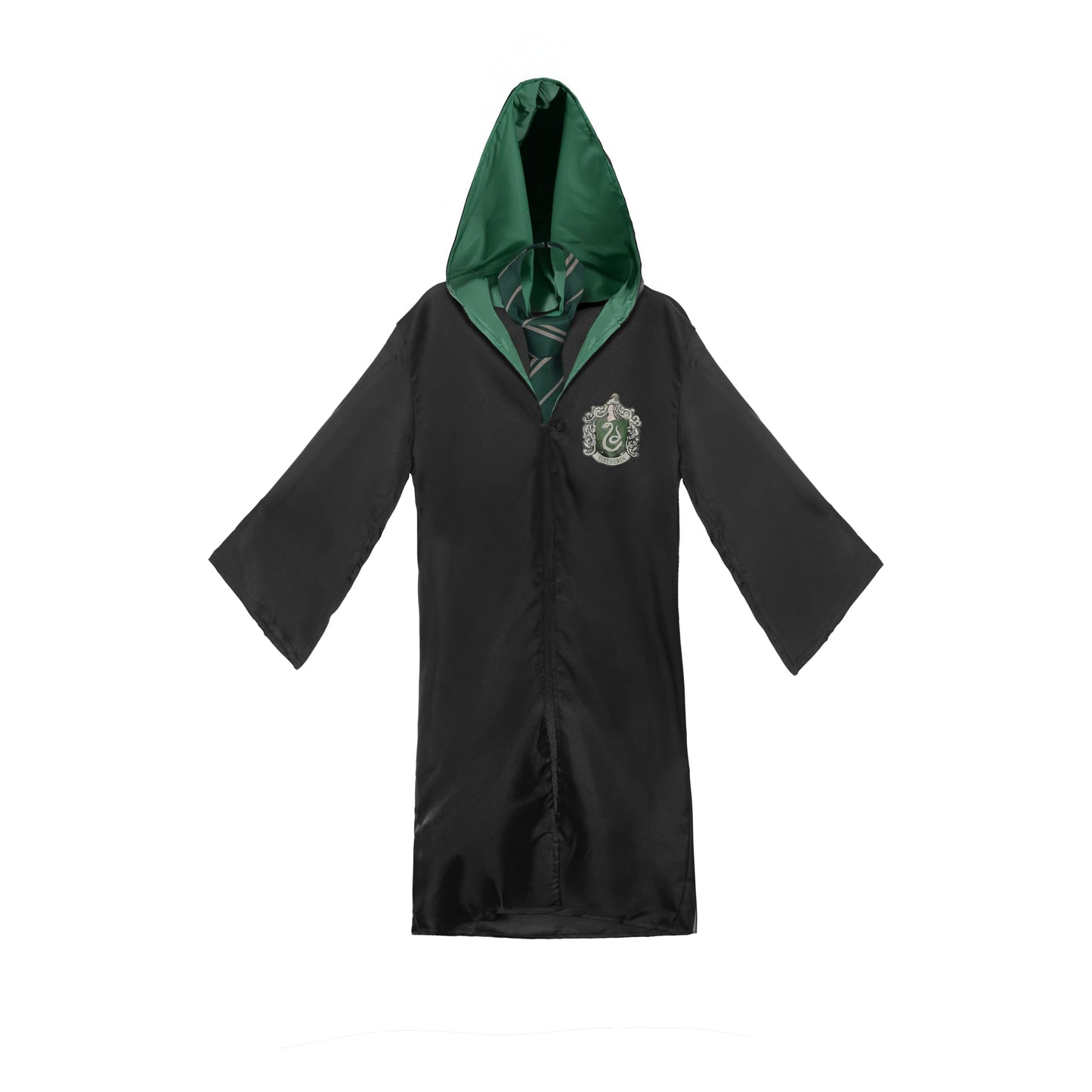 Harry Potter Slytherin Kids Costume Set – Hogwarts Robe, Necktie & Temporary Tattoos – Children’s Fancy Dress Outfit for World Book Day & Parties