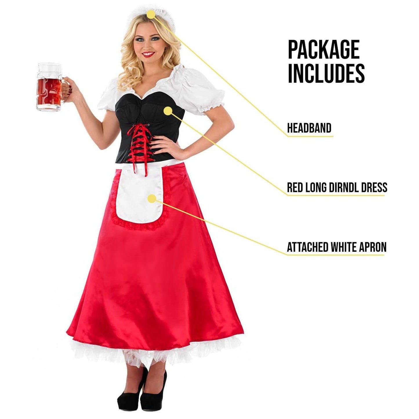 Fun Shack Bavarian Dirndl Costume For Women, Ladies Oktoberfest Dress, German Fancy Dress, Beer Maid Outfit Adult Small