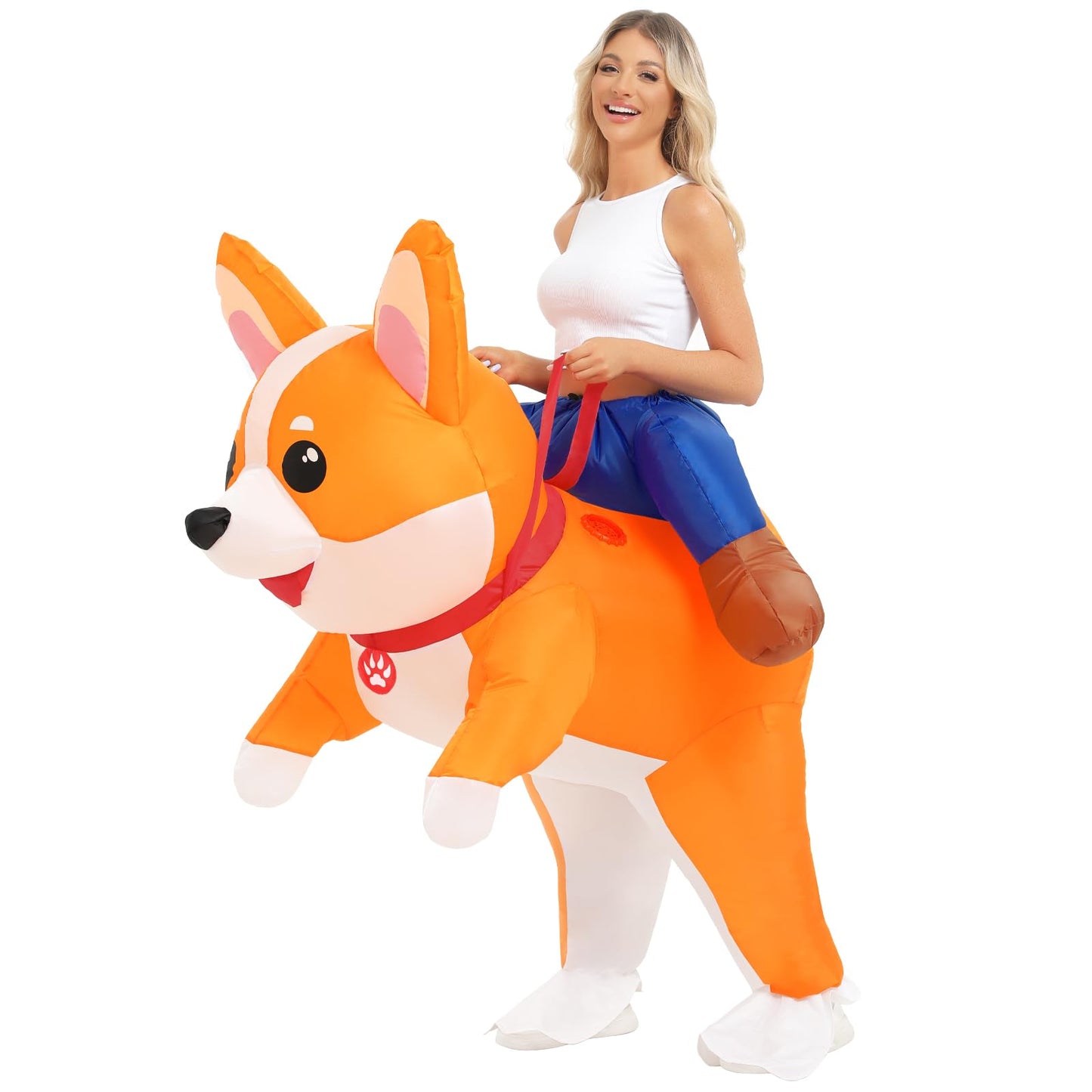 Inflatable Costume for Adult Dog Halloween Blow Up Costumes Ride