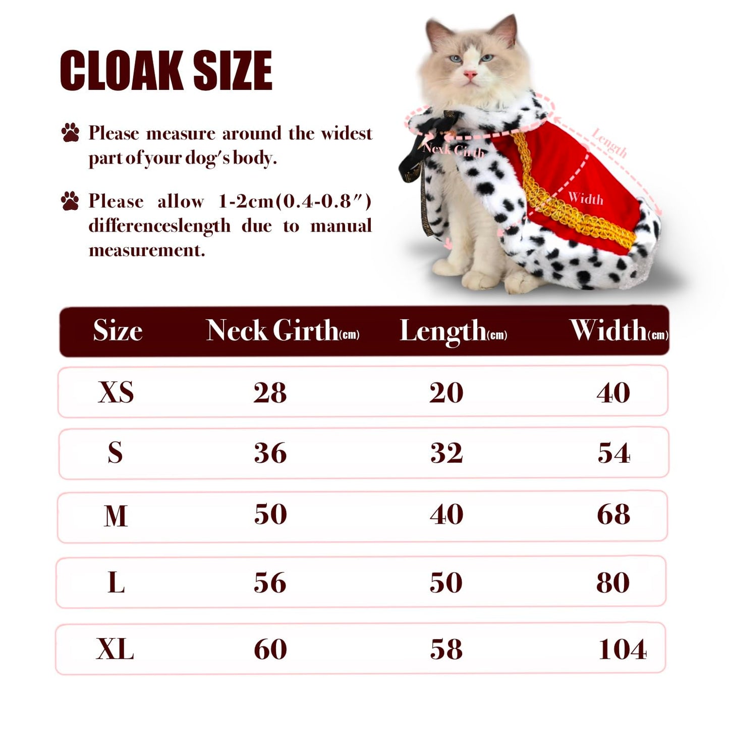 Pet Serial Lux Fur Cat Dog Cloak for Halloween Costumes - King