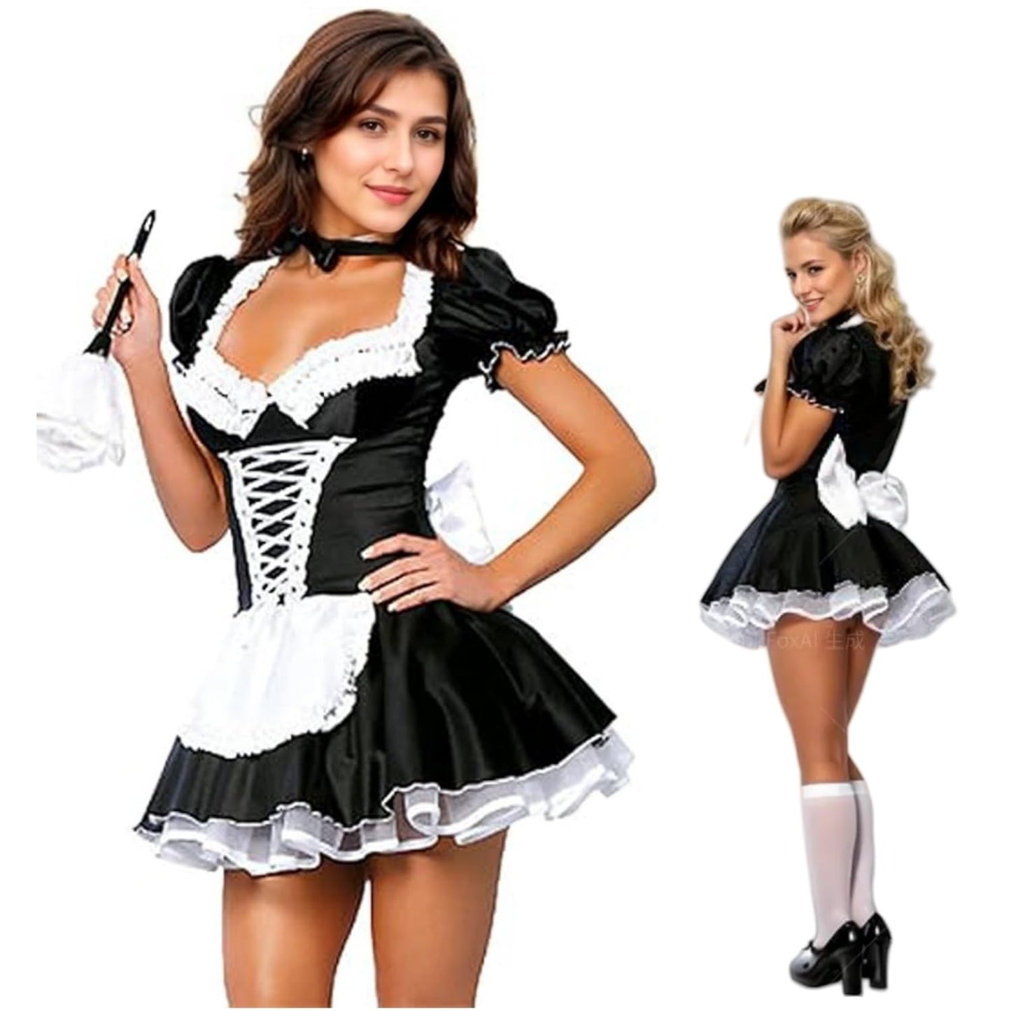 Maid Outfit Women - Sexy French Maid Costume Women Black Satin