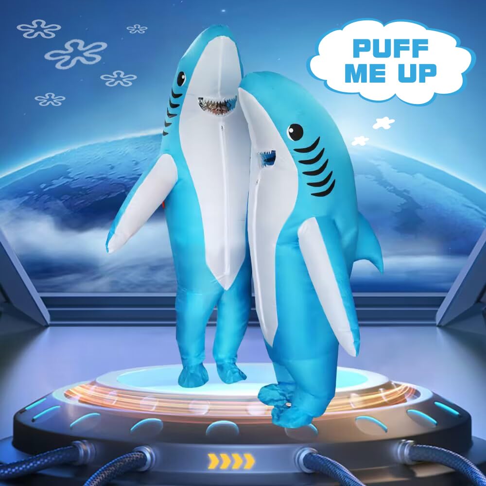 FXICH Inflatable Costume Adult shark costume- Funny Dress Party Costume for Adult Halloween blue