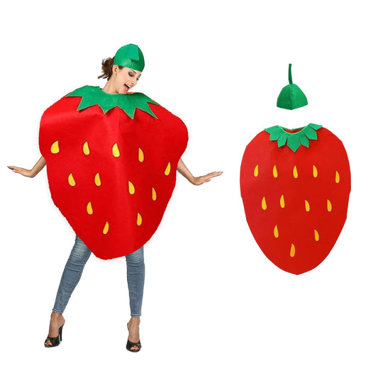 Strawberry fruit costume for adults in funny fancy dress