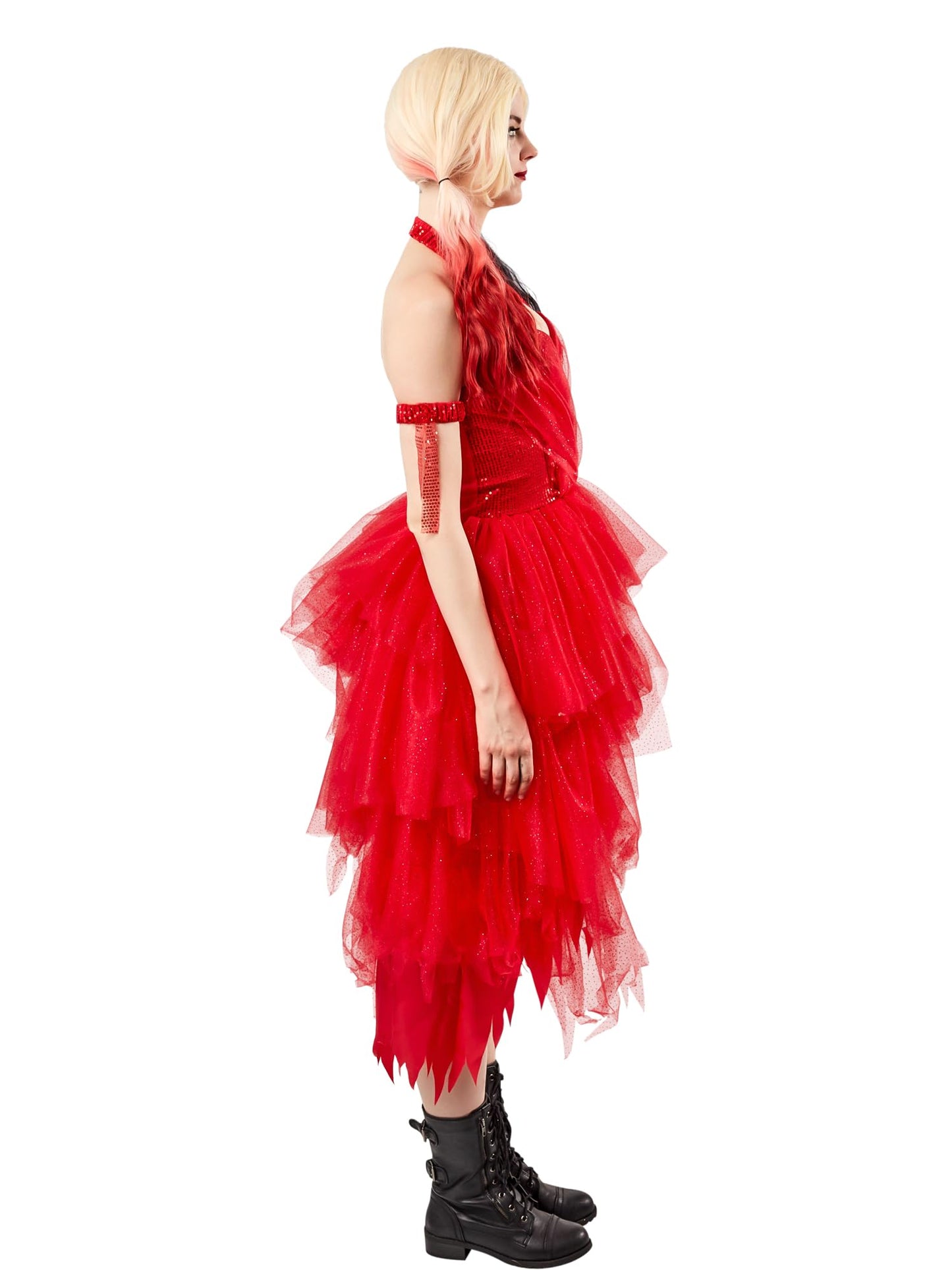 Rubies Official Harley Quinn Ladies Red Dress Halloween Suicide Squad 2 Women's Villain Costume - Size Medium Halloween