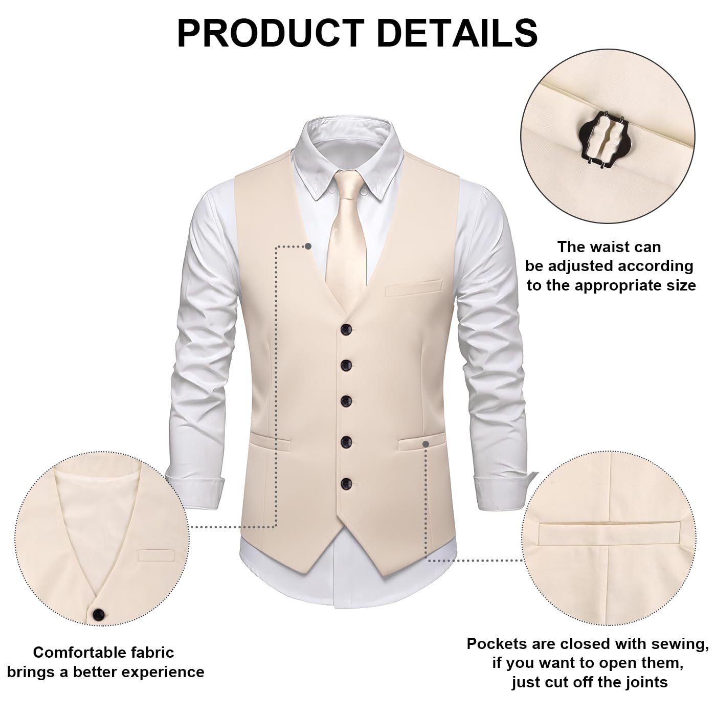 20s Costume Men's Vest with Accessories Braces - Crutch Pocket