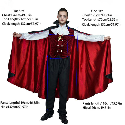 SEA HARE Adult Men's Halloween Gothic Vampire Costume (Plus Size)