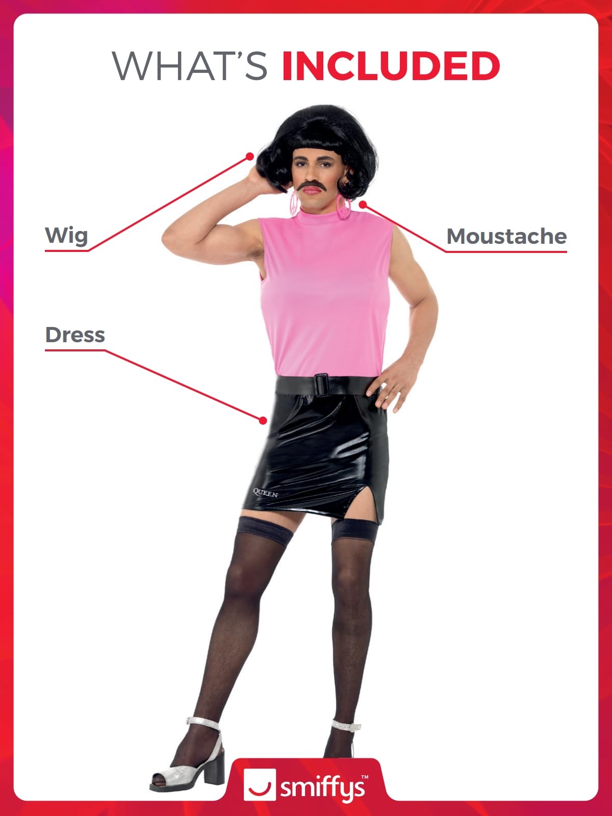 Queen Break Free Housewife Costume - Pink & Black - Iconic Dress (image 2)
