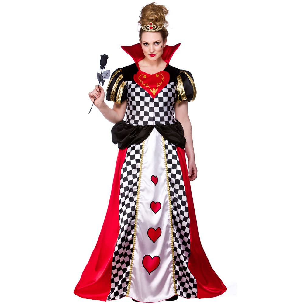 Wicked Costumes Adult Womens Queen of Hearts Fancy Dress Costume Card Queen Outfit Red White Playing Cards Halloween Party Book Day Theatre Role Play - Medium (UK 14-16)