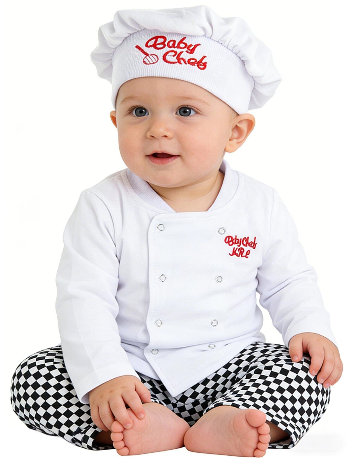 MOMBEBE COSLAND Baby Boys Chef Costumes Clothing Sets (12-18 Months, White)